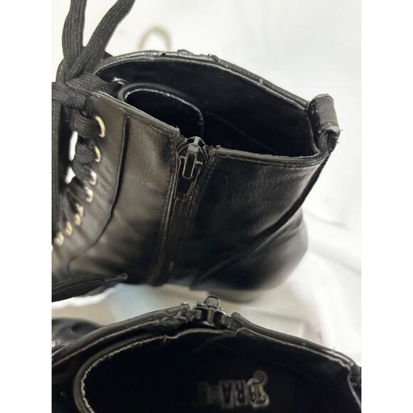 Brash block heel Chunky Combat Boots Women's Sz 8.5 Black Zipper Grunge goth - Picture 4 of 12